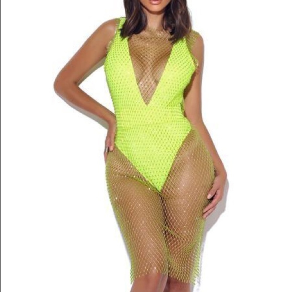 RESTOCKED SHANNON DIAMOND CRYSTAL FISHNET COVER UP